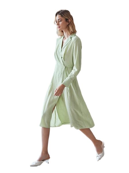 

motf premium viscose wrap shirt dress 00ij#, Black;gray