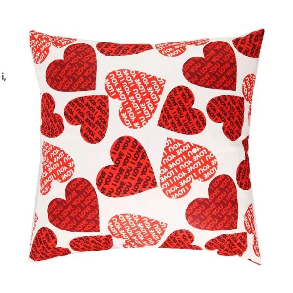 Federa per cuscino di San Valentino Fashion Love Print Breve federa in peluche Decorazione per divano Ornamento