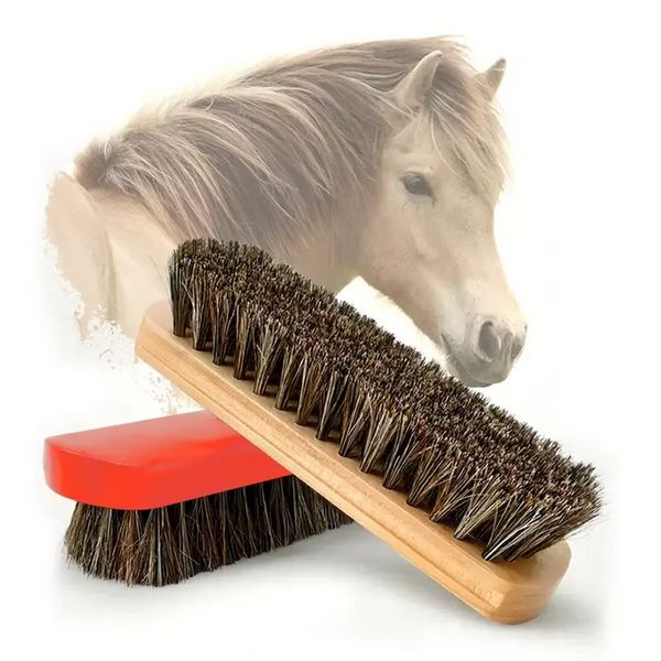 Horsehair Shoe Brush Plase Натуральная кожаная кожаная волоса с мягкой полировкой для полировки Bootpolish Cleansing для замшевого багажника Sxjun23