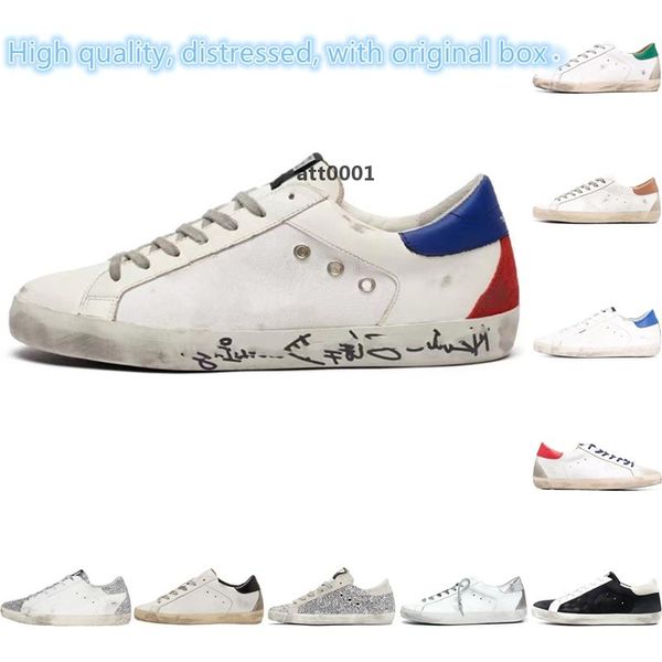

italy brand sneakers super star luxury distressed flat shoes size 35-44 with box sequin classic white do-old sneaker''golden', Black