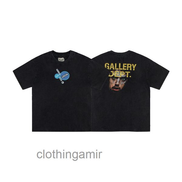 

mens t shirt designer gallerydepts 2022 spring summer wash old letters portrait print short sleeves, White;black