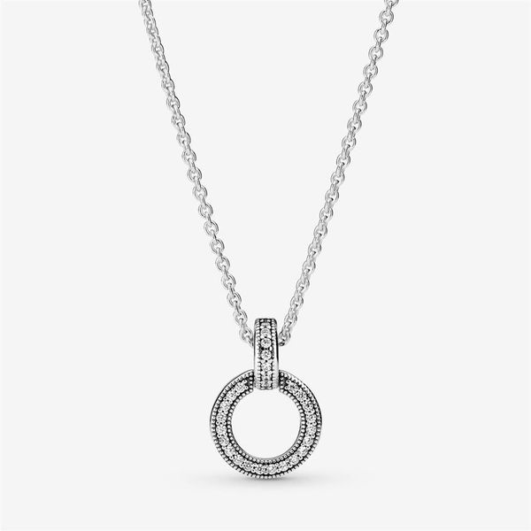 

100% 925 sterling silver double circle pendant & necklace fashion women wed334l