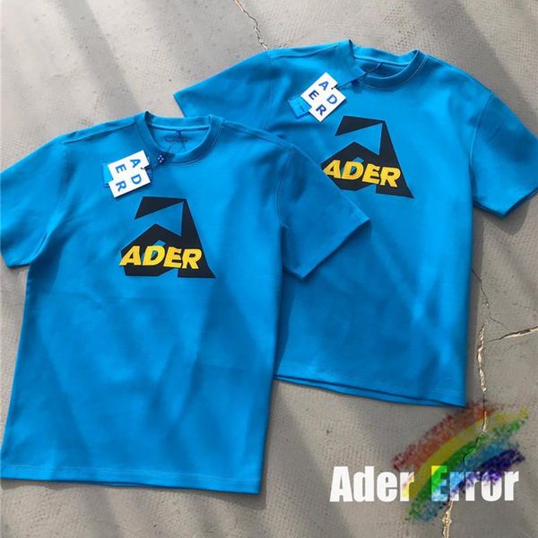 Camisetas masculinas azul ader error de erros homens homens adererror marcando tee estrela bordada logotipo tops costurando curto manga de manga curta