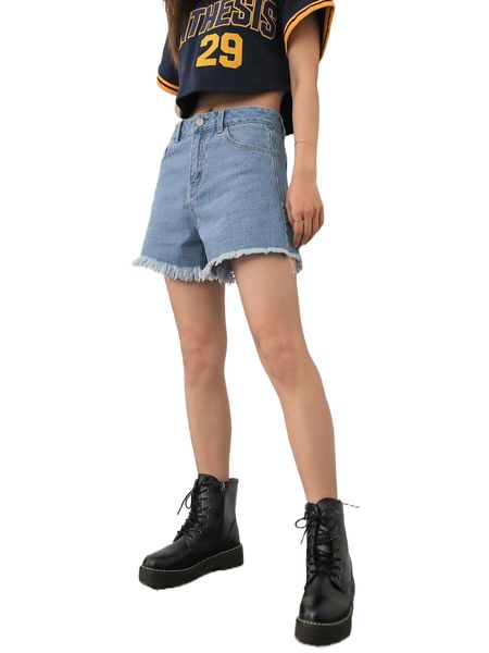 

dazy raw hem wide leg denim shorts b964#, White;black