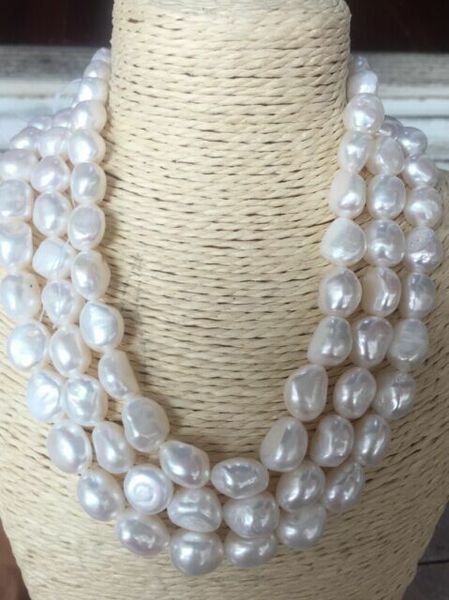 

10-11mm south sea baroque white pearl necklace 50inch, Silver
