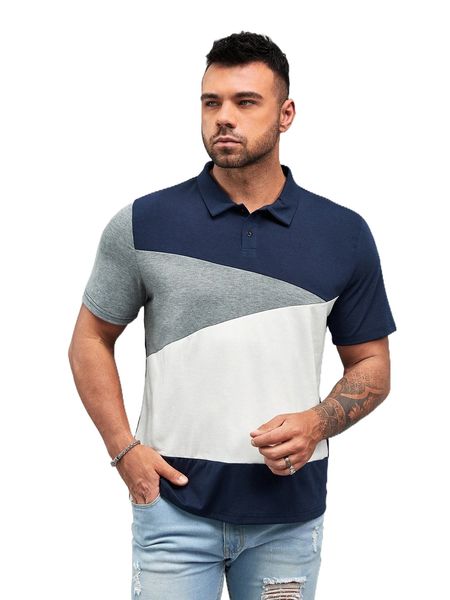 

extended sizes men cut and sew polo shirt e7uv#, White;black