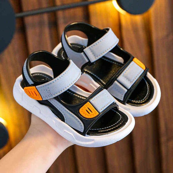 

children's korean version of non-slip soft bottom small medium and big boys beach shoes baby sandals footwear outdoor g220523, Black;red