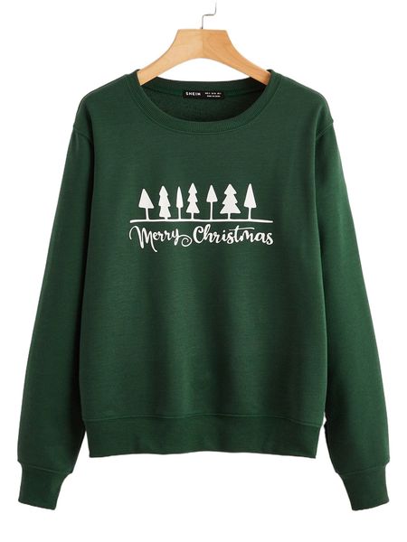 

tree & slogan graphic sweatshirt o8xl#, Black