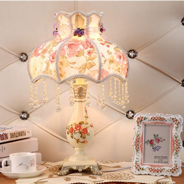 

european led desk lamp creative princess room bedroom resin table lamps lace shade modern table light wedding party decoration lighting