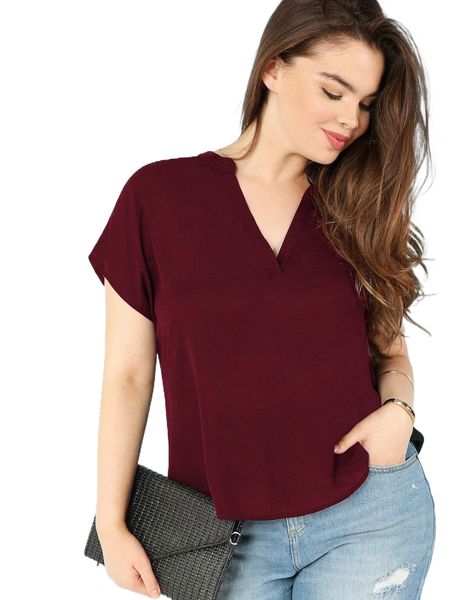 

plus batwing sleeve dip hem blouse s7cj#, Black