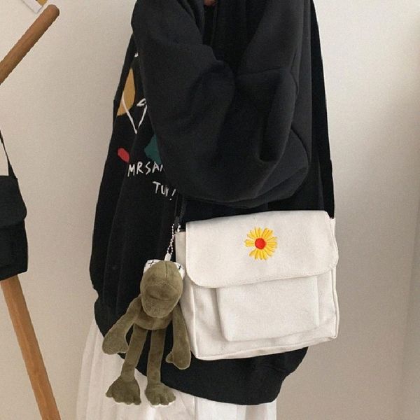

2020 fashion style handbag women mini cloth bucket pouch daisy small cotton handbag totes girls solid casual canvas shoulder bag n9yf#