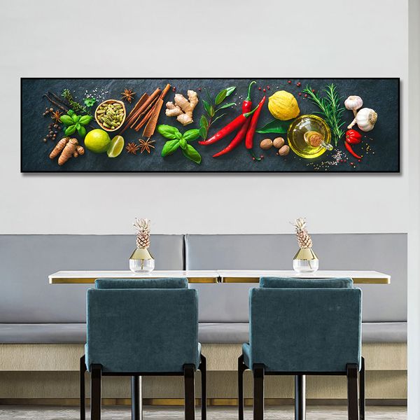 Grani Spezie Peperoni Cibo Arte della tela Pittura Decorazione della cucina Poster Stampe per sala da pranzo Immagini di arte della parete Decorazioni per la casa