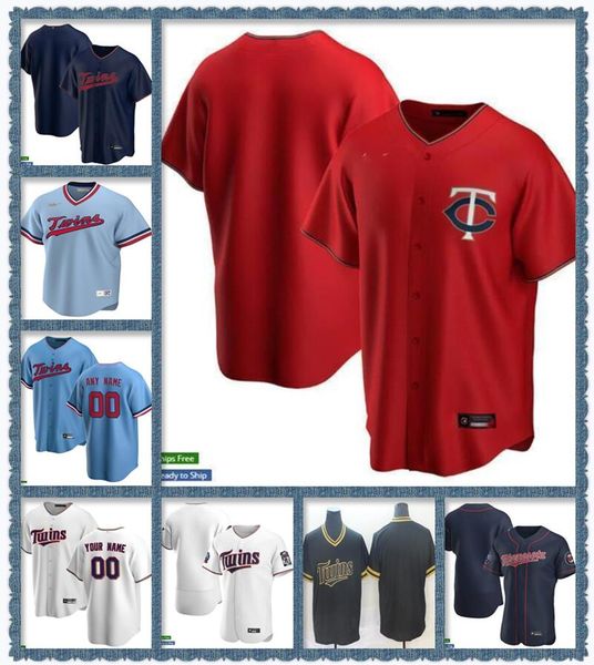 

men women youth 27 ryan jeffers 26 max kepler 19 alex kirilloff 18 kenta maeda custom baseball jersey blank red white navy blue, Blue;black