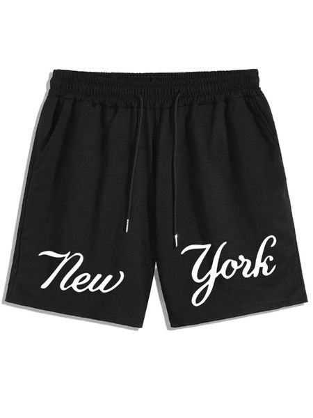 

romwe guys letter graphic drawstring shorts r3vn#, White;black
