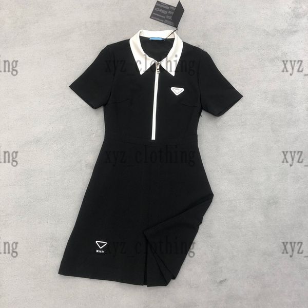 

womens pra polo dresses newly designer sports dress triangle logo skirts short sleeve embroidery skirt summer letter waist lapel c xyz2023, Black;gray