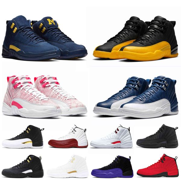 

12 12s men basketball shoes royalty grind triple black dark concord michigan gym red indigo the master trainers sports sneakers