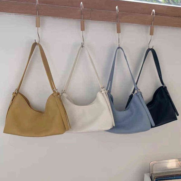 

2022 new womens bag korean designer zipper small handbags women shoulder bag pu leather ladies oxter bag wide strap whole sale g220524
