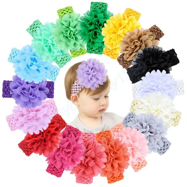 

newborns infants toddlers headbands soft chiffon floral flower strecth hair band handmade hair accessories for baby girls, Slivery;white