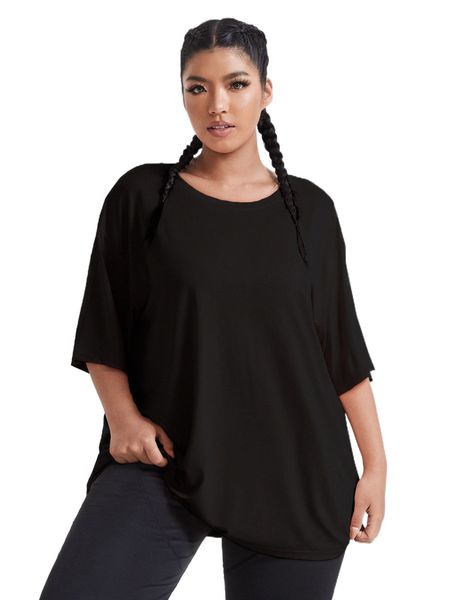 

plus drop shoulder sports z2u1#, Black