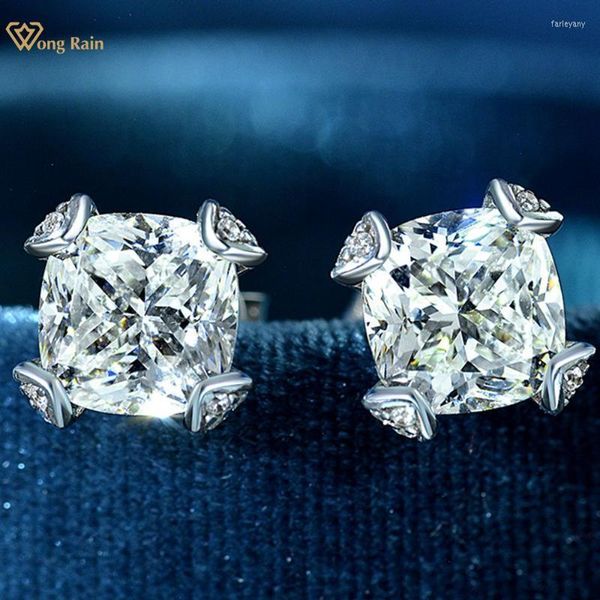 Stud Wong Rain Classic 100% 925 Silver criou Moissanite Gemstone Wedding noivado de ouvido Ear Brincos de joias finas presentes de atacado