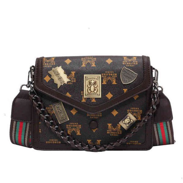 

women's 2022 printing elegant square luxury bag women's single letter wide shoulder small bag women all-match portable shoulder me