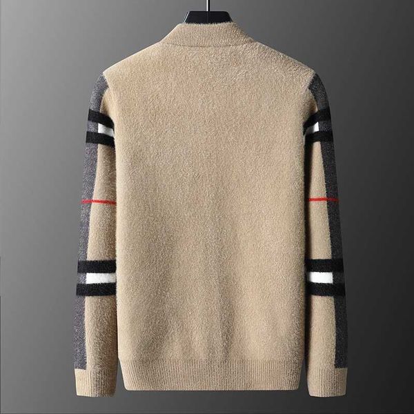 

men's jackets high end fashion designer brand checkered sweater coat men's autumn and winter new zipper cardigan wear outside y230, Black;brown