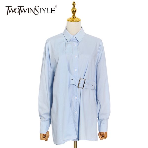 

black joker patchwork shirt for women lapel long sleeve casual korean blouse female fashion clothing spring 210423, White