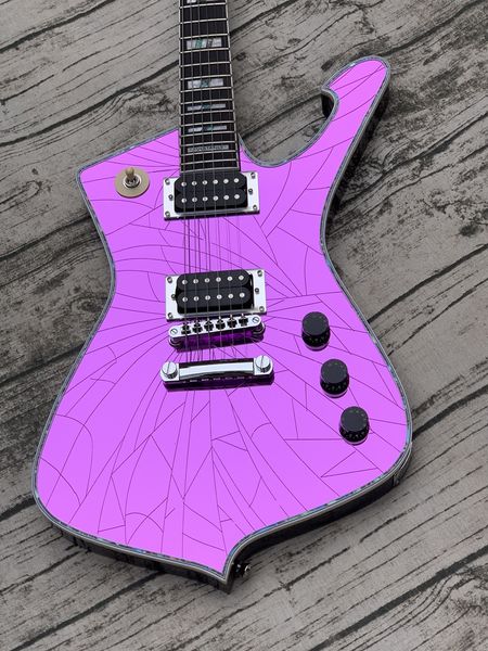 

custom quality purple cracked mirror electric guitar multi-ply abalone
