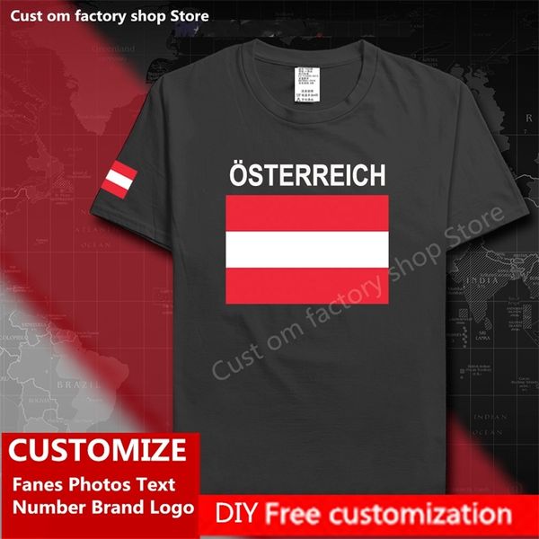 Austria camiseta de bandeira country DIY Jersey Fãs Número Número da marca de algodão T Camisetas camisetas soltas Casual Sports no AUT 220616