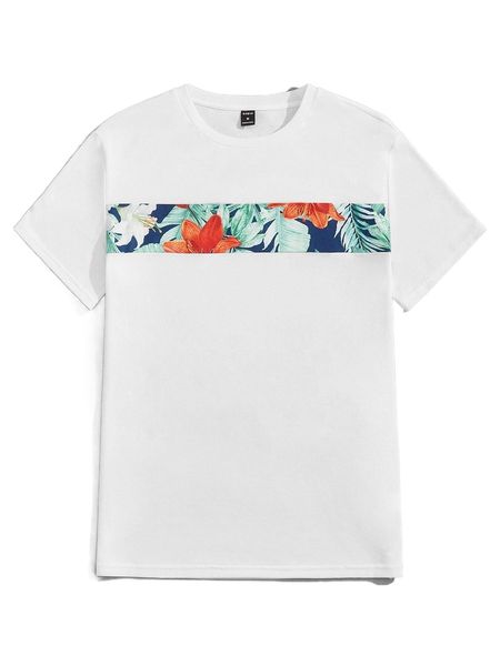 

men tropical panel tee v3fe#, White;black
