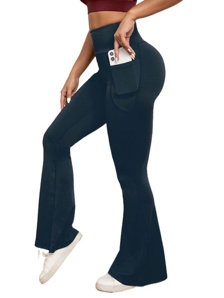 

softness phone pocket flare leg sports pants f2nt#, Gray