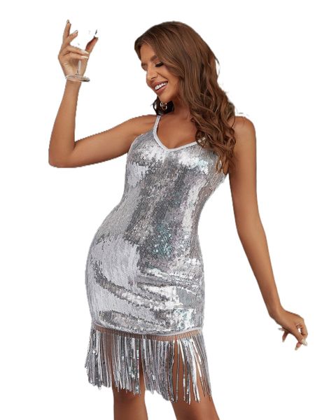 

d& fringe hem sequins bodycon dress r7qq#, Black;gray