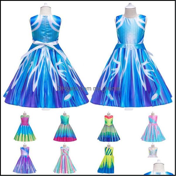 Meninas vestidos bebês crianças roupas bebês roupas de maternidade vestido sereia crianças crianças mangas escala de peixe impressão príncipe dhjkx