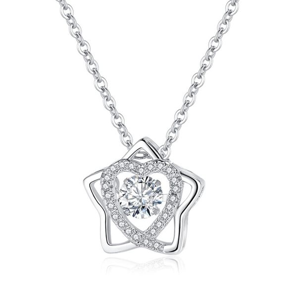 Серебряная гексаграмма звезда Давида Кристал Сердце Подвесное ожерелье для мамы CZ Стоф Lucky Love Heart Chok