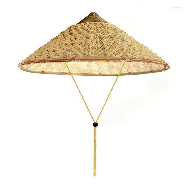 Chapéus de aba larga Vietnamita japonês coolie palha de palha de bambu chapéu de chapéu de chapéu de chapéu de jardim de pesca Scot22