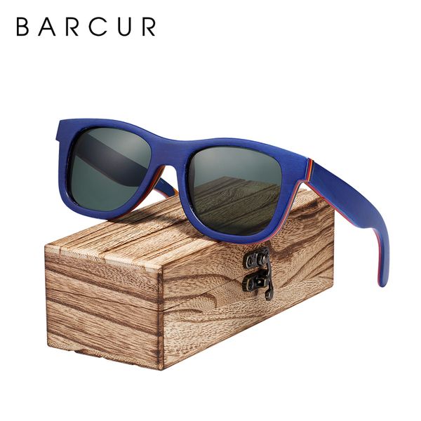 BARCUR Skateboard Wood Sunglasses Eyeglasses Polarized for Men WomenWood Real With Box Free 220513