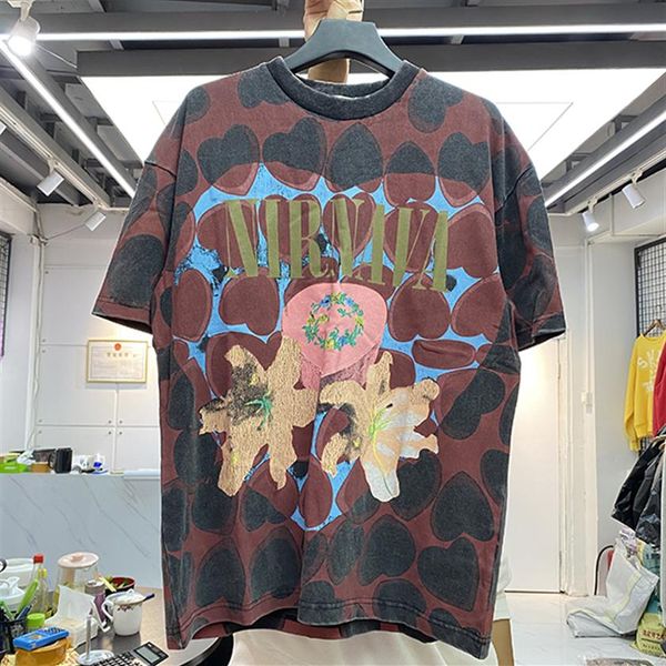 

washed t shirt men women heart graphic print t-shirts oversize tee327j, White;black