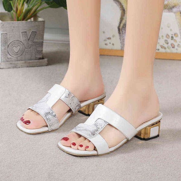 

slippers gemengde kleuren leer vrouwen slippers elegante open teen ondiepe gestreepte antislip hoge hakken slides designer vis mond sandalen, Black