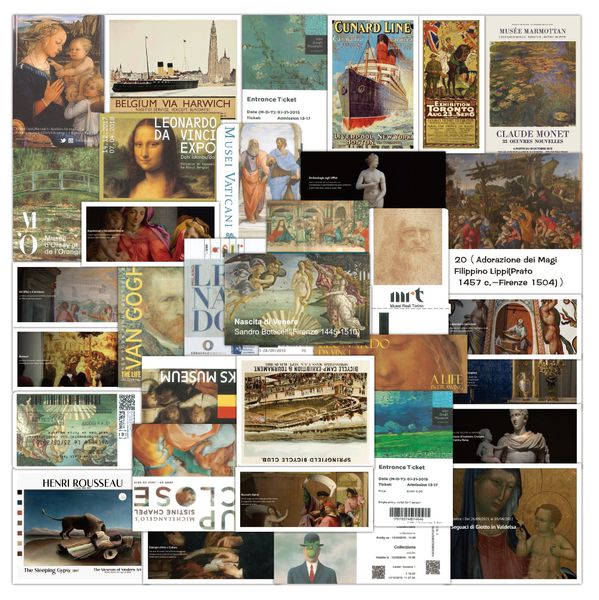 

50pcs oil painting art vintage cartoon graffiti stickers pack diy lapluggage water bottle hand account toys decals wholesale