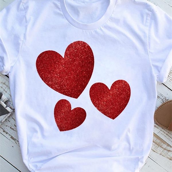 Maglietta da donna Maglietta moda donna Sweet Love Hearts San Valentino Stampa Harajuku Casual Graphic s Stampa manica corta Tee 230206