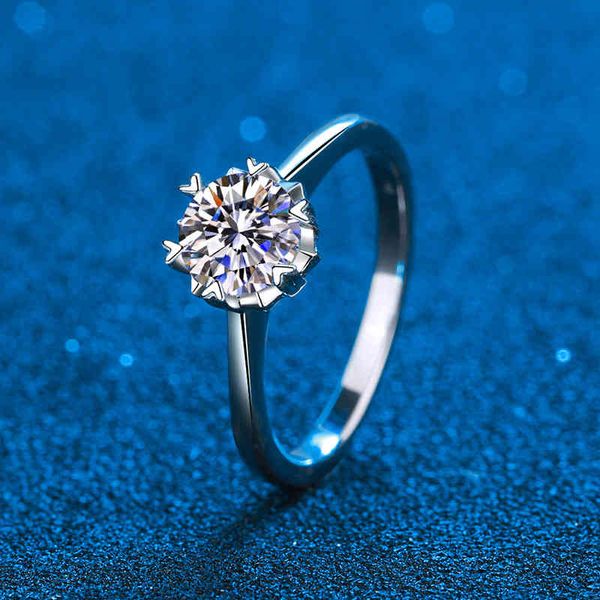 

certified moissanite wedding rings heart prong 1ct platinum plating sterling silver round diamond engagement ring for women, Golden;silver
