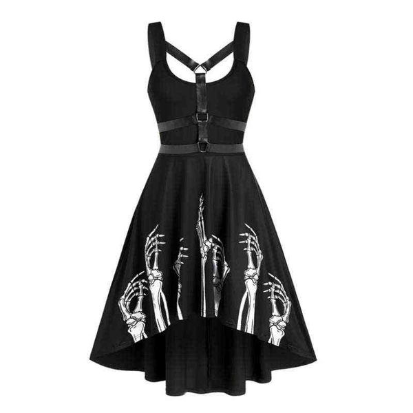 

5xl large size medieval vintage dress slim printed come for women bust lace up irregular hem sling midi dress l220714, Black;red