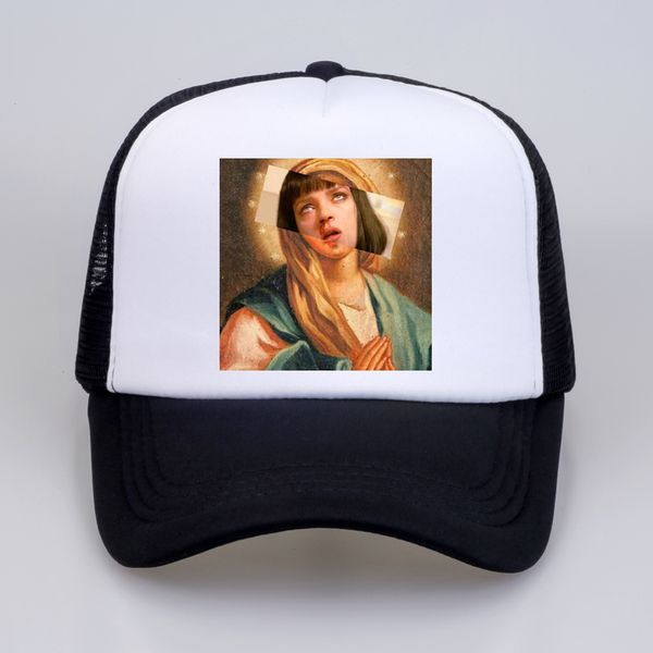 

virgin mary men women hat 2018 funny printed baseball caps summer hip hop casual cool mesh trucker cap hats, Blue;gray