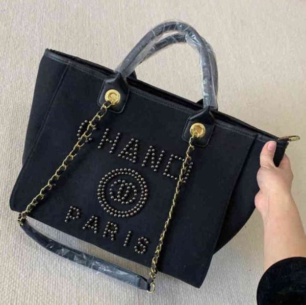 

brand classic designer beach bags canvas pearl evening bag luxury portable shopping large capacity handbag women handbags label backpack lad