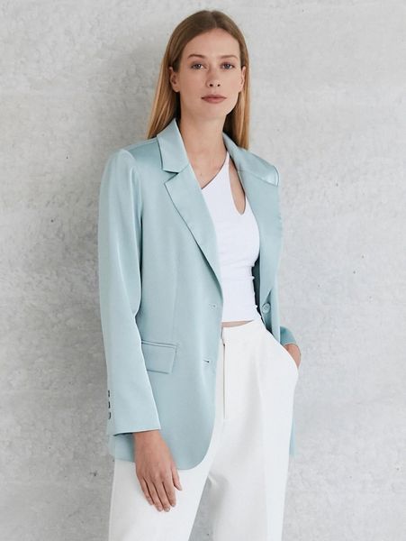 

motf premium jacquard single breasted blazer w58j#, White