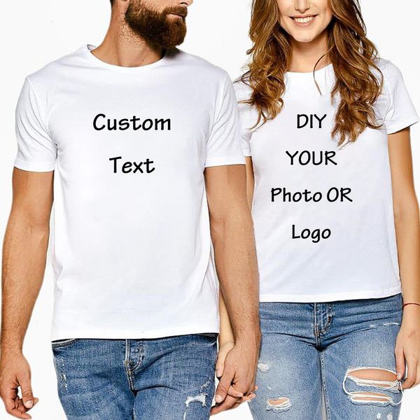 Camiseta personalizada Mulheres homens Round Collar Summer Personalize Tee DIY Logot Text Personalize sua roupa