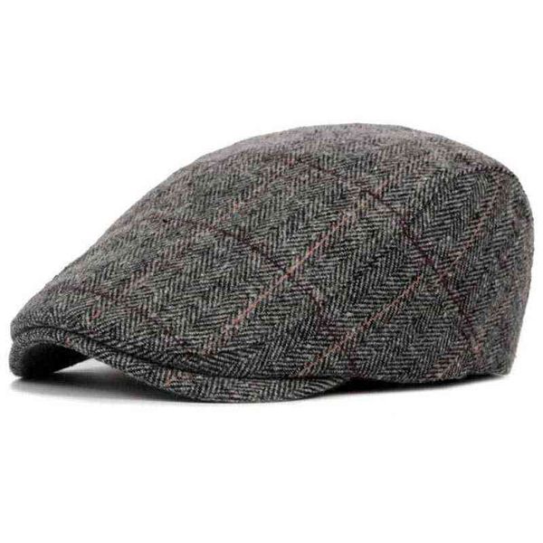 2017 New Thicker Warm Men Women Berretti Casual British Wool Plaid Female Beret All Matched Bonias Cap For Men Autunno Inverno J220722