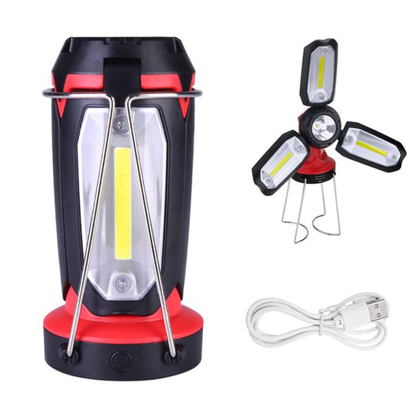 Torcia da campeggio portatile Lanterna LED Lampada frontale ricaricabile tramite USB