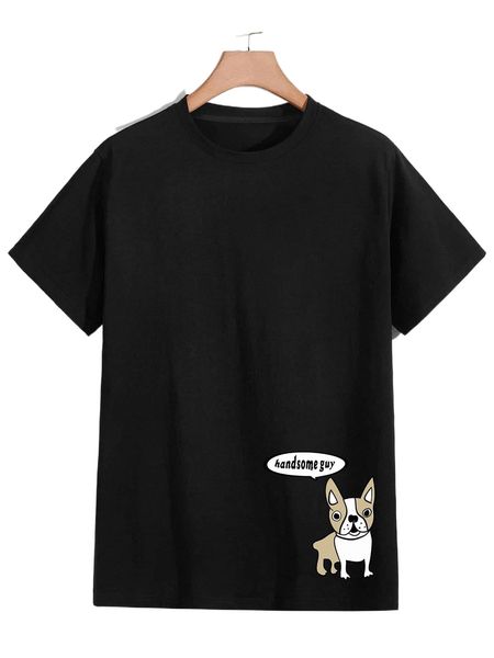 

romwe guys dog print tee p90c#, White;black
