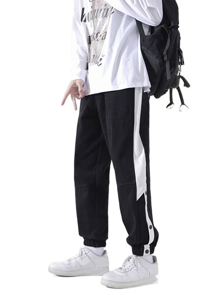 

men color block pocket patched pants a0py#, Black